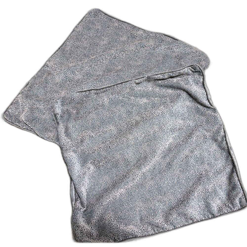 Two 22" Decorative Pillow Covers Blue Taupe Woven Velvet Reversible Luxury Decor